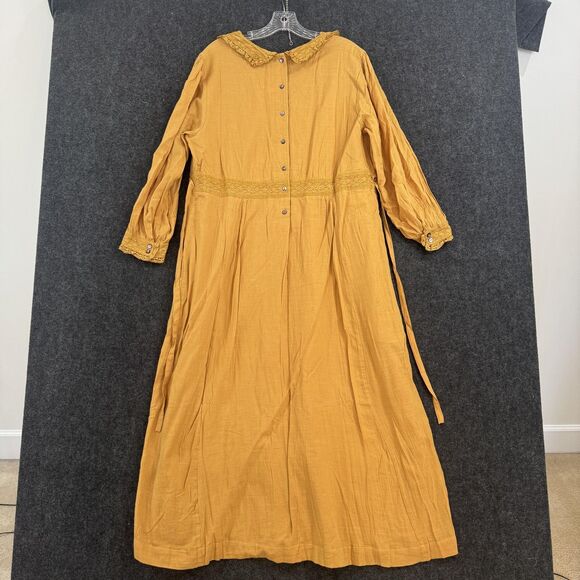 April Cornell My Dear Austin Dress Women's XL Gold Cotton Boho Prairie Maxi - Picture 9 of 10